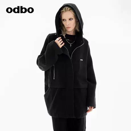 odbo/欧迪比欧连帽冲锋衣2024秋冬新款休闲上衣百搭夹克外套斗篷图片