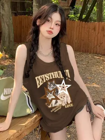 纯棉吊带运动坎肩背心无袖t恤女2024新款夏季外穿篮球服宽松上衣图片