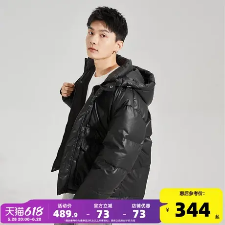 唐狮2024冬季新款男士羽绒服短款连帽仿皮加厚外套大口袋防风保暖商品大图