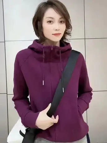 连帽卫衣外套女春季外穿2023新款纯色开衫长袖上衣女装外套ins潮商品大图