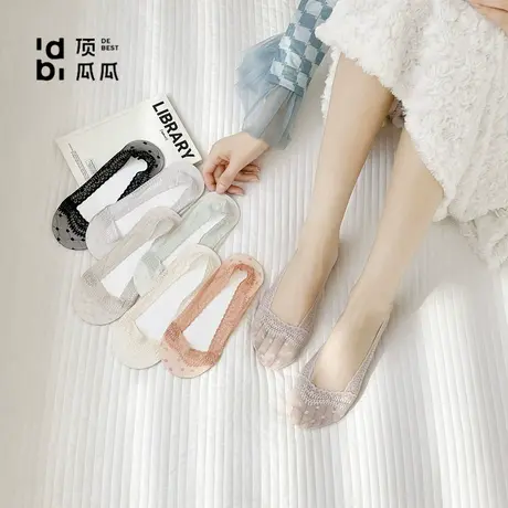 顶瓜瓜女短袜夏季款蕾丝纯色隐形防滑不掉跟浅口低帮薄款女船袜商品大图
