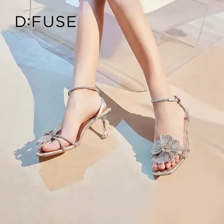 【昕怡粉丝专享】DFuse夏款刺绣水晶花仙女高跟时装凉鞋女商品大图