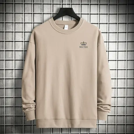 380g重磅纯棉卫衣男潮牌印花摇粒绒无帽上衣圆领长袖t恤宽松潮流商品大图