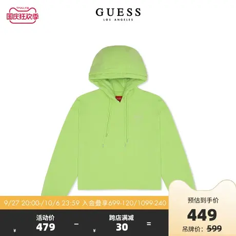 GUESS23年新款秋女士运动休闲纯色宽松短款连帽卫衣-Q2OQ26R2Q41图片