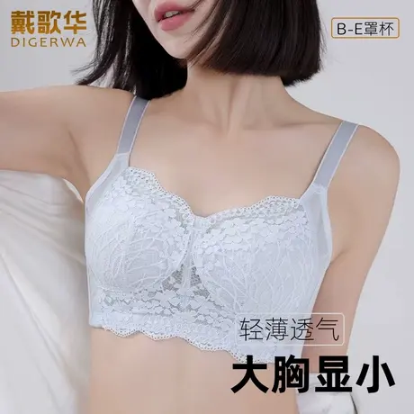 戴歌华新品大胸显小内衣薄款蕾丝透气舒适大码女文胸收副乳商品大图