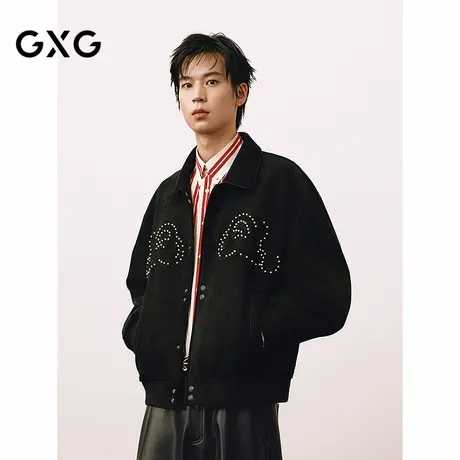 GXG男装 仿麂皮经典时尚贴布绣翻领宽松夹克25春新品G25X211028商品大图