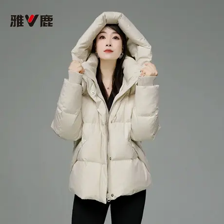 2025冬季防风加厚时尚女款保暖羽绒服女士冬装短款外套白鸭绒新品图片