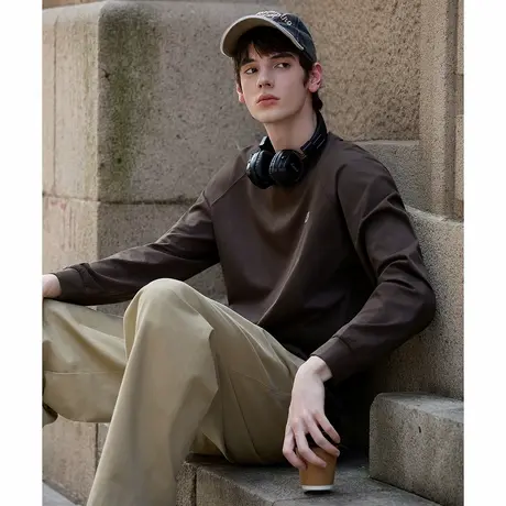 唐狮秋季新款长袖T恤男插肩袖印花圆领宽松学生上衣打底衫潮tTMTA商品大图