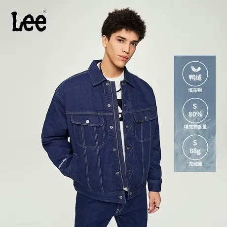 Lee商场同款23秋冬新品舒适版中国蓝染工艺清水洗男牛仔羽绒服潮图片