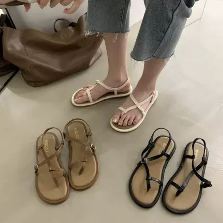 夹趾凉拖鞋女夏季外穿仙女风2023新款网红超火时尚平底软底罗马鞋商品大图