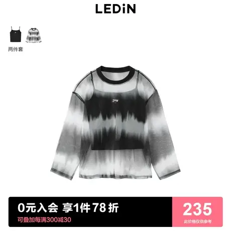 【商场同款】乐町两件套网纱T恤2023年春夏新品雪纺上衣C2CDD2401图片