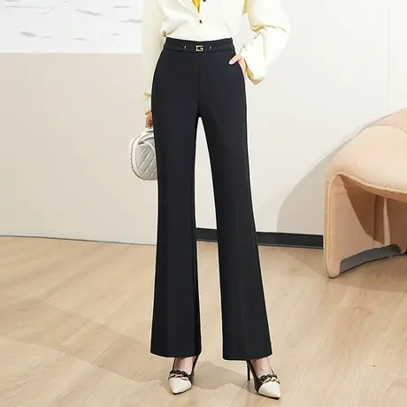 时尚高腰微喇裤女2023秋季新款遮胯显瘦妈妈装休闲裤小个子喇叭裤图片