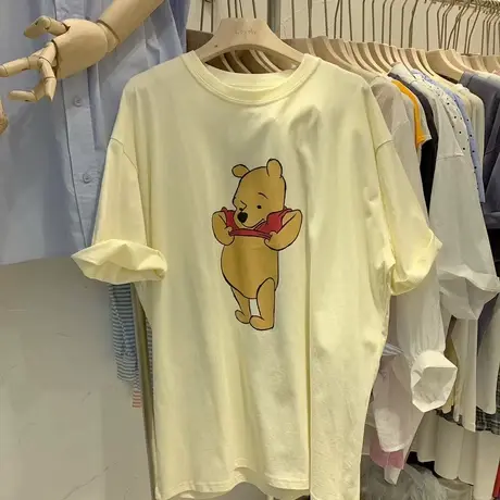 情侣同款短袖t恤女夏季2021新款韩版ins潮卡通小熊宽松百搭上衣服图片