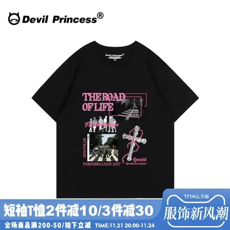 hiphop嘻哈风超火黑色短袖t恤女宽松大版无性别穿搭半袖上衣ins潮商品大图