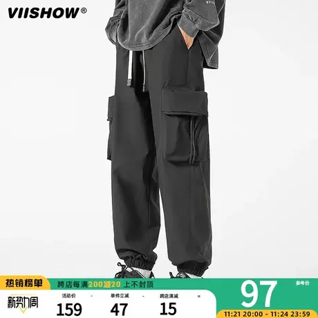 VIISHOW复古机能风多口袋工装裤男潮牌街头宽松裤头休闲束脚长裤商品大图