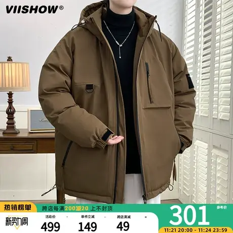 VIISHOW工装羽绒服男士冬季2023新款保暖面包服加厚外套鸭绒轻薄图片