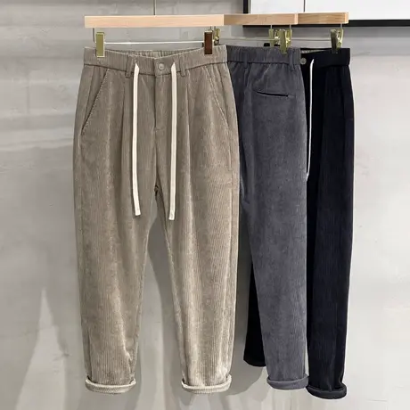 灯芯绒长裤子男韩版潮流加厚垂感九分西裤男士休闲裤秋冬2023新款商品大图