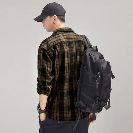 Modi Nick/摩帝尼克男士加厚复古格纹衬衫长袖休闲舒适衬衣男外套商品大图