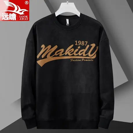 秋季卫衣男士2023新款春秋潮流宽松男装圆领T恤百搭透气休闲上衣商品大图