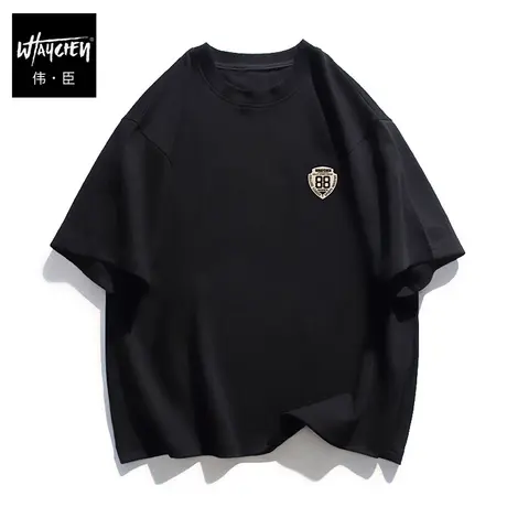 伟臣2023夏季新品大码男式纯棉短袖T恤胖子加肥加大宽松圆领体恤商品大图