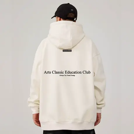 美式复古嘻哈大码卫衣男装字母纯棉重磅做旧高街外套加绒秋冬款男商品大图