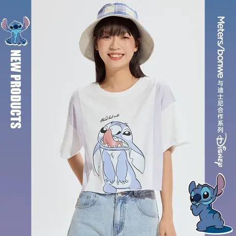 美特斯邦威短袖T恤女夏季撞色搞怪印花可爱设计时尚潮流感上衣女商品大图