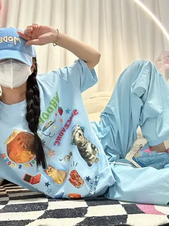 美式复古正肩纯棉短袖t恤女夏季潮牌ins慵懒风半袖chic港味上衣服图片