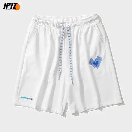 国潮高街爱心刺绣休闲宽松短裤男夏季oversize运动五分中裤子卫裤图片