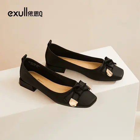 依思q一脚蹬女鞋工作鞋低跟方头浅口单鞋春季百搭舒适上班小皮鞋商品大图