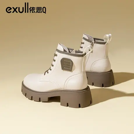 依思q女鞋马丁靴女2023年新款秋冬洋气小短靴女ins小个子炸街冬靴商品大图