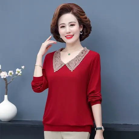 本命年衣服妈妈春秋红色洋气衬衫中年人女春装漂亮中老年秋冬小衫图片