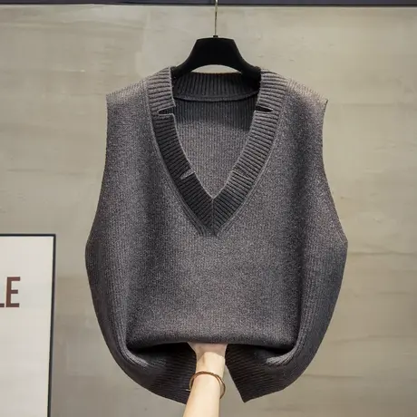 v领针织马甲背心女2023秋装新款宽松上衣外穿马夹外搭毛衣坎肩潮图片