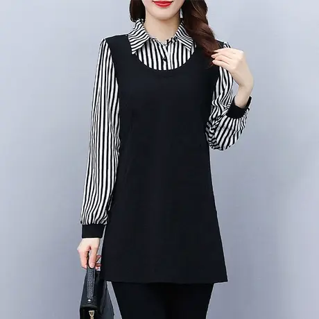 秋冬假两件中长款加绒打底衫女内搭长袖2023新款洋气上衣大码加厚商品大图