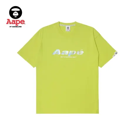 Aape旗舰店男装秋冬反光字母猿颜图案印花宽松休闲短袖T恤1376XXL商品大图