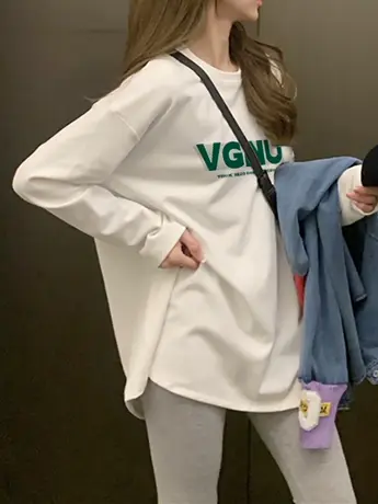 白色内搭打底衫女2023新款春秋冬季加绒长袖t恤胖mm大码女装上衣商品大图