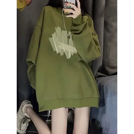 oversize卫衣女ins潮牌春秋薄款宽松慵懒风高街奶系穿搭早秋上衣商品大图