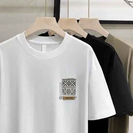 2023年新款短袖t恤男士美式潮牌百搭青年透气宽松印花ins潮流上衣商品大图