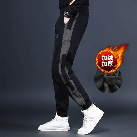 休闲裤男秋冬款2022年新款加绒加厚修身束脚韩版潮流男士休闲长裤商品大图
