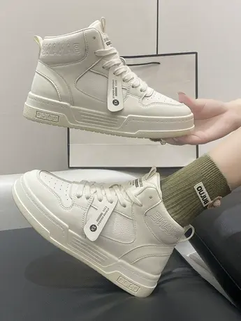 高帮鞋女2023新款秋季运动鞋轻便舒适小白鞋百搭板鞋子ins潮球鞋商品大图