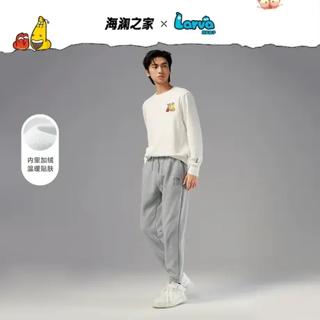 HLA/海澜之家【爆笑虫子联名】休闲裤2023秋冬华夫格弹力卫裤商品大图