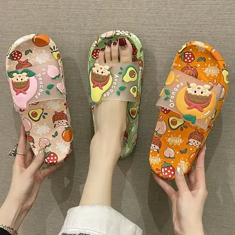 可爱凉拖鞋女ins潮夏季外穿卡通水果女孩室内居家软底防滑一字拖商品大图