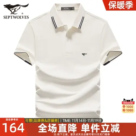 七匹狼短袖T恤2023夏季新款休闲中年翻领polo衫爸爸上衣男装体恤图片
