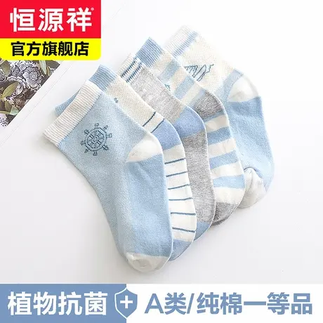 恒源祥儿童袜子纯棉春夏季儿童棉袜小男孩中大童舒适透气抗菌短袜商品大图