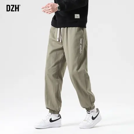 男生军绿色裤子男款美式高街潮牌2023新款秋季休闲裤宽松运动男裤商品大图