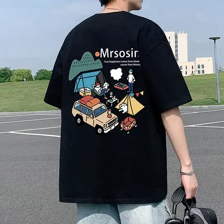 美式oversize高街纯棉短袖t恤男夏季新款宽松潮牌上衣ins男生半袖商品大图