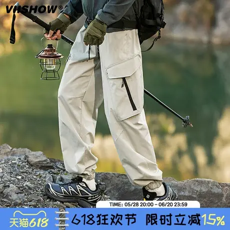 VIISHOW户外山系机能工装长裤男款春季三防科技轻量化束脚冲锋裤商品大图