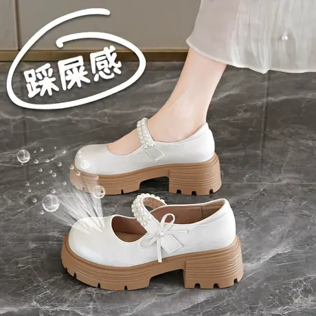厚底增高玛丽珍女鞋夏2025新款真皮浅口单鞋仙女风配裙子包头凉鞋图片