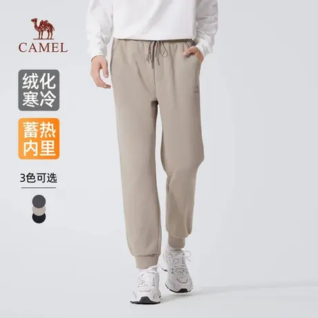 骆驼男装卫裤男2025新款冬季加绒保暖棉感弹力休闲束脚运动长裤子商品大图