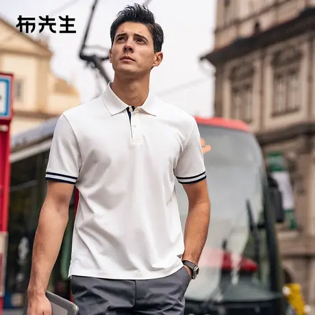 MrBu布先生短袖男款2025春夏字母提花小开衩运动polo翻领AT16031商品大图