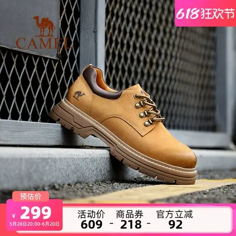 骆驼男鞋2025春季新款低帮真皮马丁鞋厚底增高皮鞋男士时尚工装鞋商品大图
